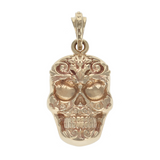 10kt Gold Carved Baroque Skull Pendant