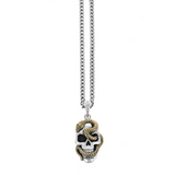 Large Skull Pendant with Gold Alloy Snake