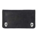 Black Leather Wallet with Skull Snaps