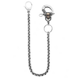 Infinity Link Wallet Chain with Multi Skull Motif Hook and Gold Alloy Skull