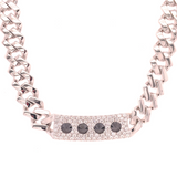 Signature Curb Link Necklace with Black and White Diamonds