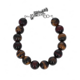 Red Tiger Eye Bracelet with Silver Toggle