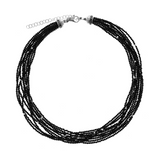 Ten Strand Black Agate Necklace with Silver Beads