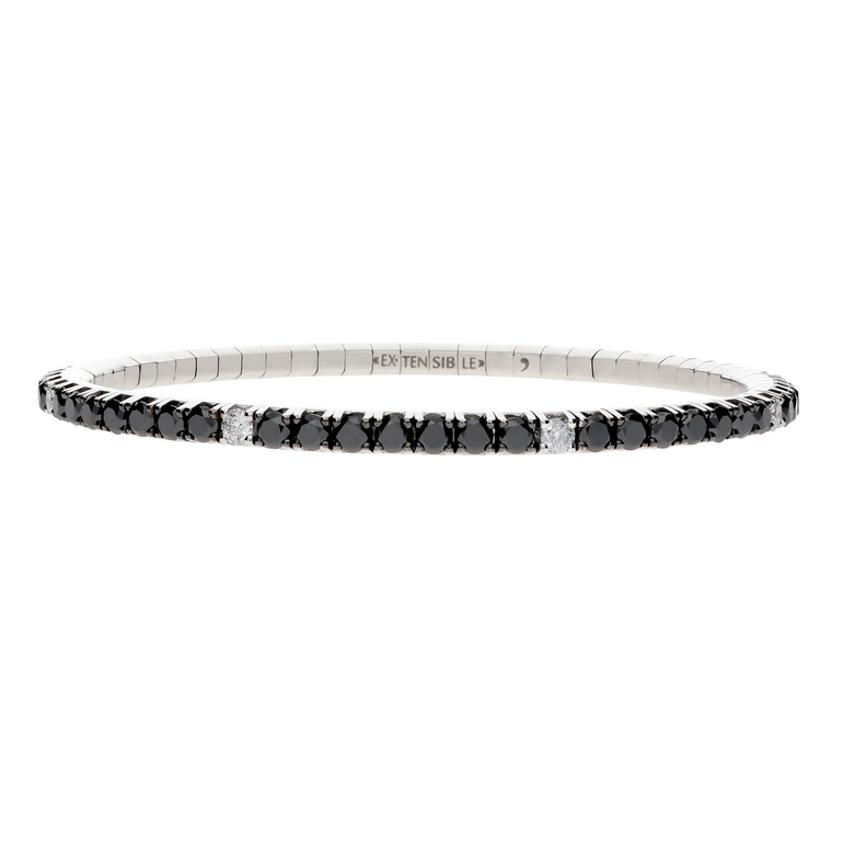 Stretch Black and White Diamond Tennis Bracelet - Danielle B.