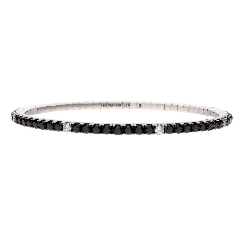 Stretch Black and White Diamond Tennis Bracelet - Danielle B.