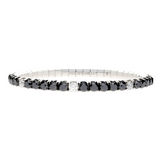 Stretch Black and White Diamond Tennis Bracelet - Danielle B.