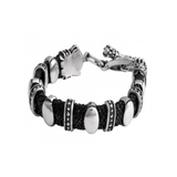 Black Stingray Bracelet with Silver Links