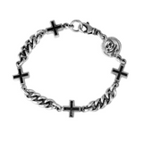 Ancient Cross Chain Bracelet with Skull Vintage Coin