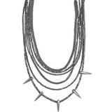 Multi-Strand Hematite Necklace with Silver Chains and Spikes