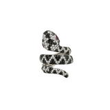 Snake Ring with Rubies and Black and White Diamonds