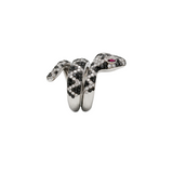 Snake Ring with Rubies and Black and White Diamonds