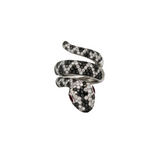 Snake Ring with Rubies and Black and White Diamonds