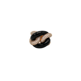 Rose Gold and Onyx Chain Ring with Diamonds