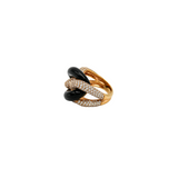 Rose Gold and Onyx Chain Ring with Diamonds