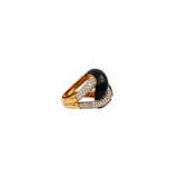 Rose Gold and Onyx Chain Ring with Diamonds