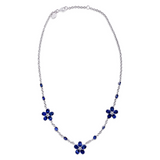 18kt Gold and Blue Sapphire Flower Necklace with Diamonds